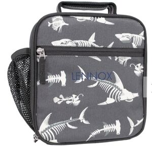 Pottery Barn Kids Mackenzie Grey Shark Bones Glow-in-the-Dark Lunch Box NWT